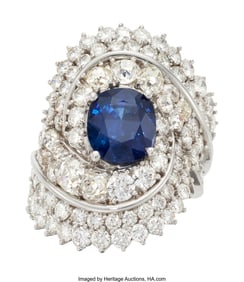 55401: Sapphire, Diamond, White Gold Ring  Stones: Oval