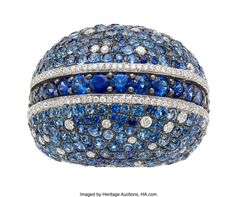 55137: Diamond, Sapphire, White Gold Ring  Stones: Roun