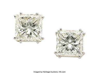 55403: Diamond, White Gold Earrings  Stones: Square-cut