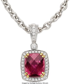 55301: Charles Krypell Tourmaline, Diamond,  Gold Penda