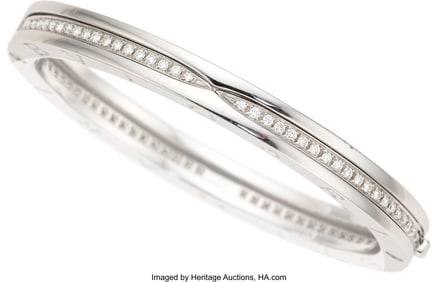 55081: Bvlgari Diamond, White Gold Bracelet  Stones: Fu