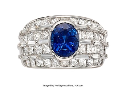 55407: Sapphire, Diamond, White Gold Ring  Stones: Oval