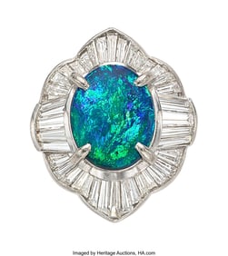55226: Black Opal, Diamond, Platinum Ring  Stones: Blac