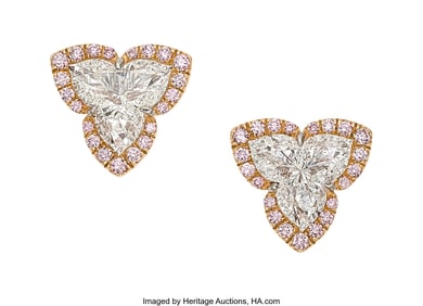 55411: Diamond, Colored Diamond, Platinum,  Gold Earrin