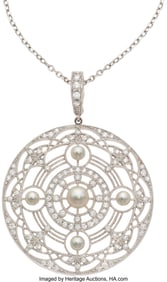 55147: Mikimoto Cultured Pearl, Diamond,  White Gold Ne