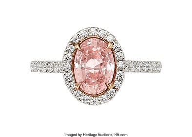 55412: Pink Sapphire, Diamond, Gold Ring  Stones: Oval-