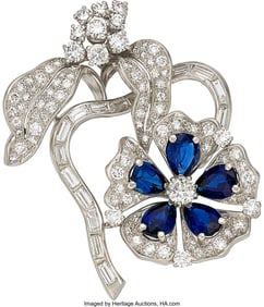 55148: Meister Sapphire, Diamond, Platinum,  White Gold