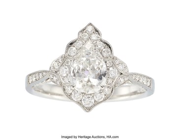 55149: Diamond, Moonstone, Platinum Ring  Stones: Pear-