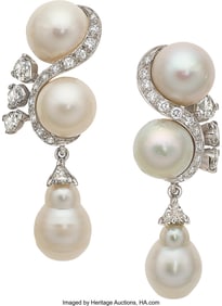 55312: David Webb Diamond, Cultured Pearl, Platinum,  P