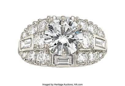 55313: Diamond, Platinum Ring  Stones: Round brilliant-