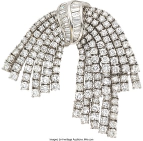 55314: Diamond, Platinum, White Gold Brooch  Stones: Fu