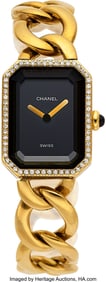 55233: Chanel Diamond, Black Onyx, Gold Watch  Case: 18