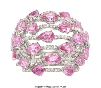 55316: Pink Sapphire, Diamond, White Gold Ring  Stones: