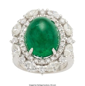 55155: Emerald, Diamond, White Gold Ring  Stones: Emera