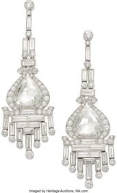 55237: Diamond, Platinum, White Gold Earrings  Stones: