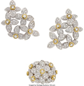 55322: Asprey Diamond, Gold Jewelry Suite  Stones: Full