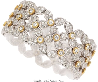 55323: Asprey Diamond, Gold Bracelet  Stones: Full-cut