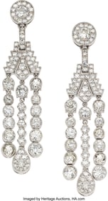 55161: Diamond, White Gold Earrings  Stones: European-c