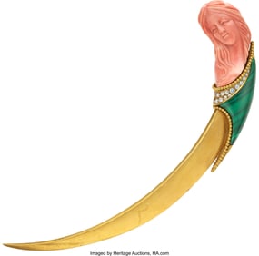 55478&colon; Coral&comma; Diamond&comma; Malachite&comma; Gold Letter Opener