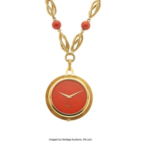 55424&colon; Piaget Coral&comma; Gold Pendant-Watch  Case&colon; 43 mm&comma; r