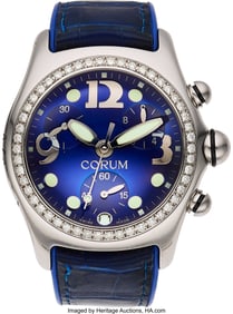 55487&colon; Corum Diamond&comma; Stainless Steel Bubble Chronograp