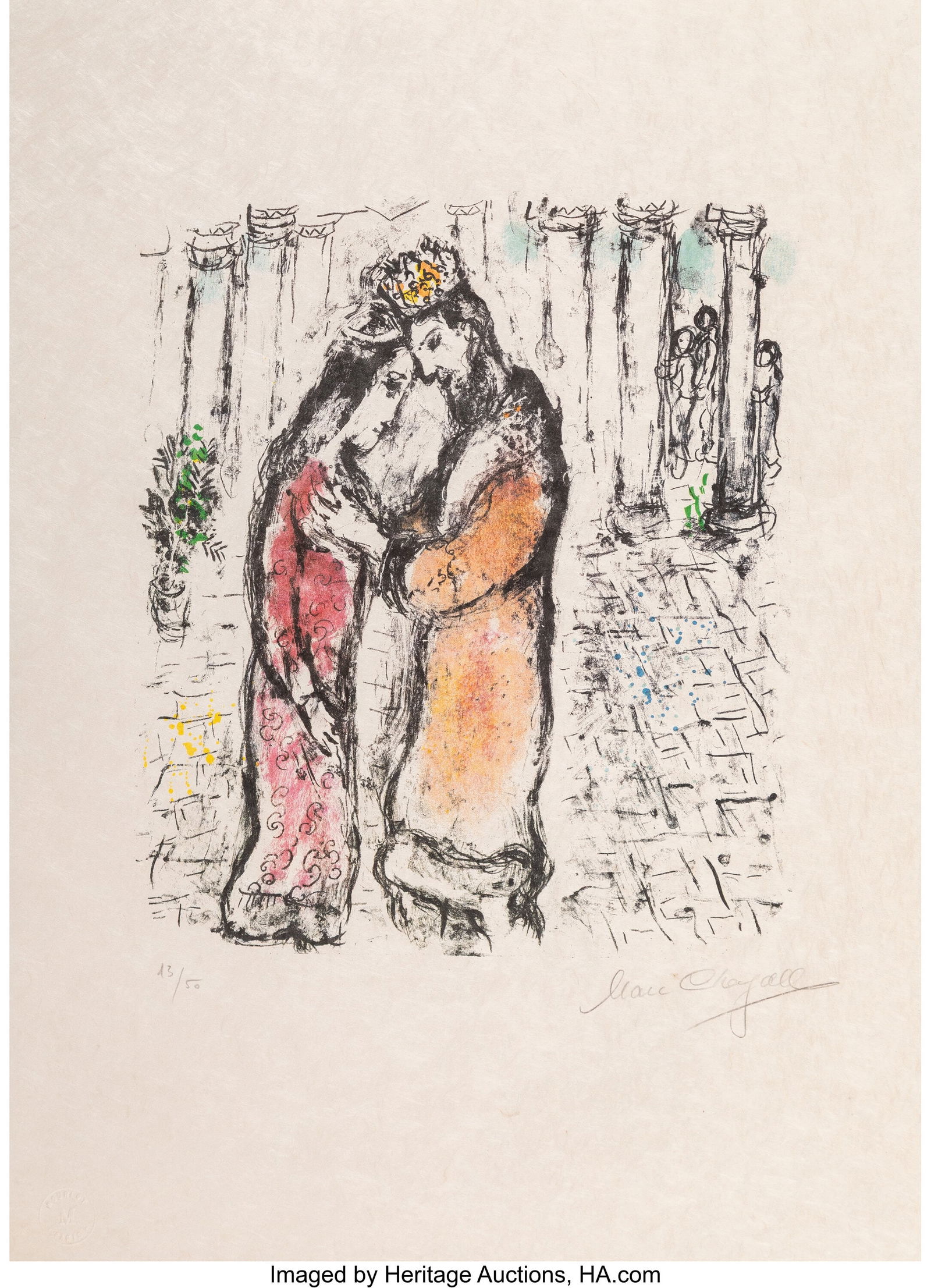Marc Chagall (1887-1985) David and Bathsheba, 19: Marc Chagall (1887-1985) David and Bathsheba, 1979 Lithograph in colors on Japon paper 23 x 16-1/2 inches (58.4 x 41.9 cm) (sheet) Ed. 13&s