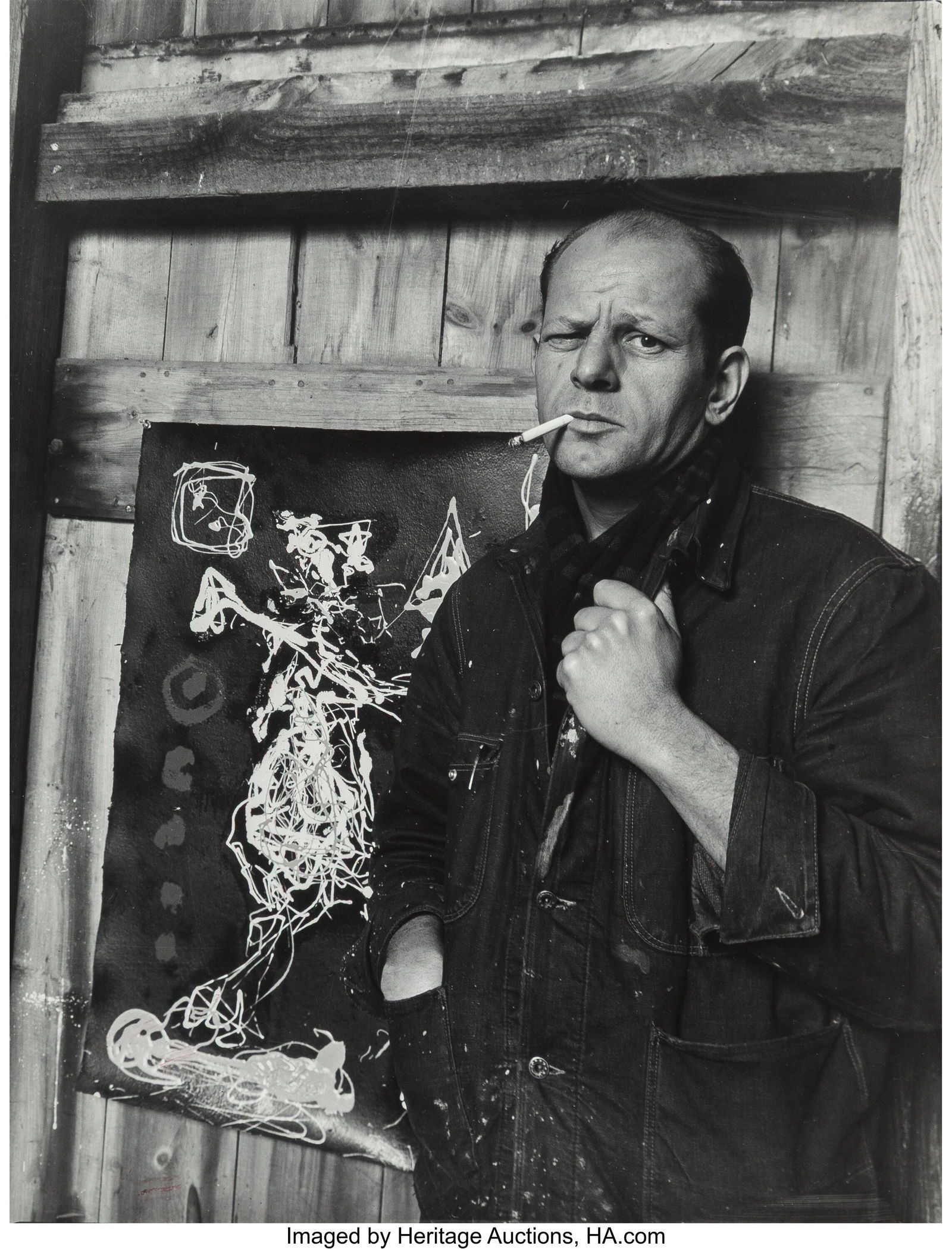 Arnold Newman (American, 1918-2006) Jackson Poll: Arnold Newman (American, 1918-2006) Jackson Pollock, Springs, Long Island, New York, 1949 Gelatin silver print 9-1/2 x 7-1/2 inches (24.1 x