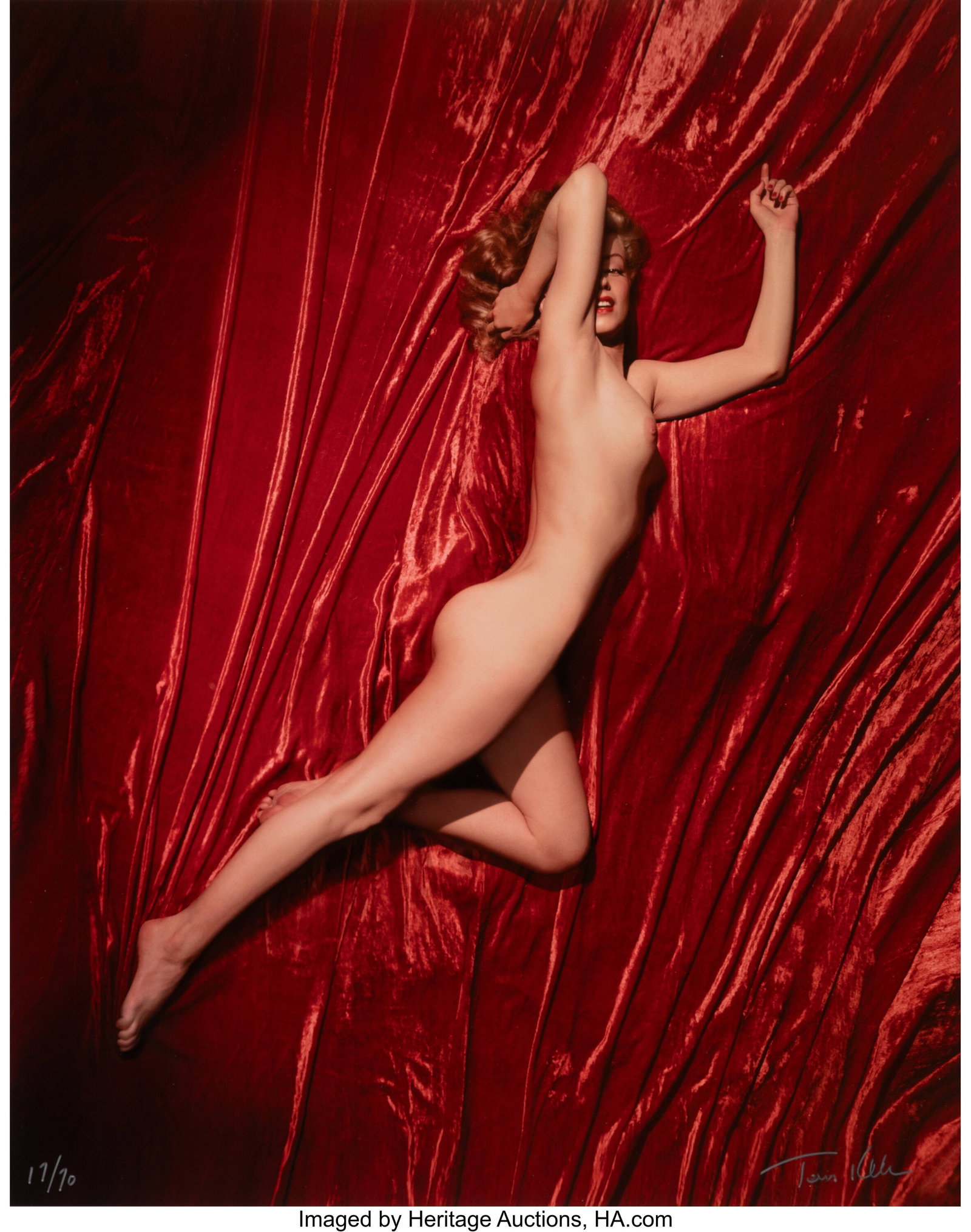 Tom Kelley (American, 1914-1984) Marilyn Monroe,: Tom Kelley (American, 1914-1984) Marilyn Monroe, Pose #4 (from Red Velvet series), 1949 Digital pigment print, printed later 20-1/4 x 16 inches &lpa