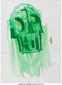 44046&colon; RETNA &lpar;b&period; 1979&rpar; Untitled Sketch Watercolor on wo