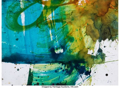 44008&colon; RETNA &lpar;b&period; 1979&rpar; Untitled Sketch Watercolor on wo