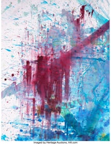 44030&colon; RETNA &lpar;b&period; 1979&rpar; Untitled Sketch Watercolor on wo