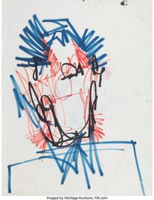 44009&colon; RETNA &lpar;b&period; 1979&rpar; Untitled Sketch Charcoal and mar