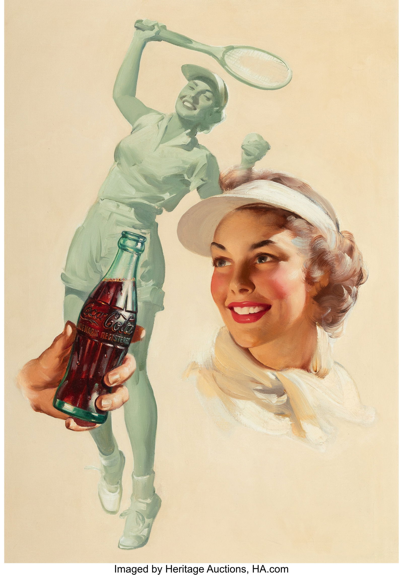 Haddon Hubbard Sundblom (American, 1899-1976) I': Haddon Hubbard Sundblom (American, 1899-1976) I'd Love It, Coca-Cola advertising calendar, 1954 Oil on canvas 30 x 21 inches (76.2 x 53.3 cm) Not si