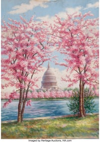71195: American Artist (20th Century) Capitol in Blosso