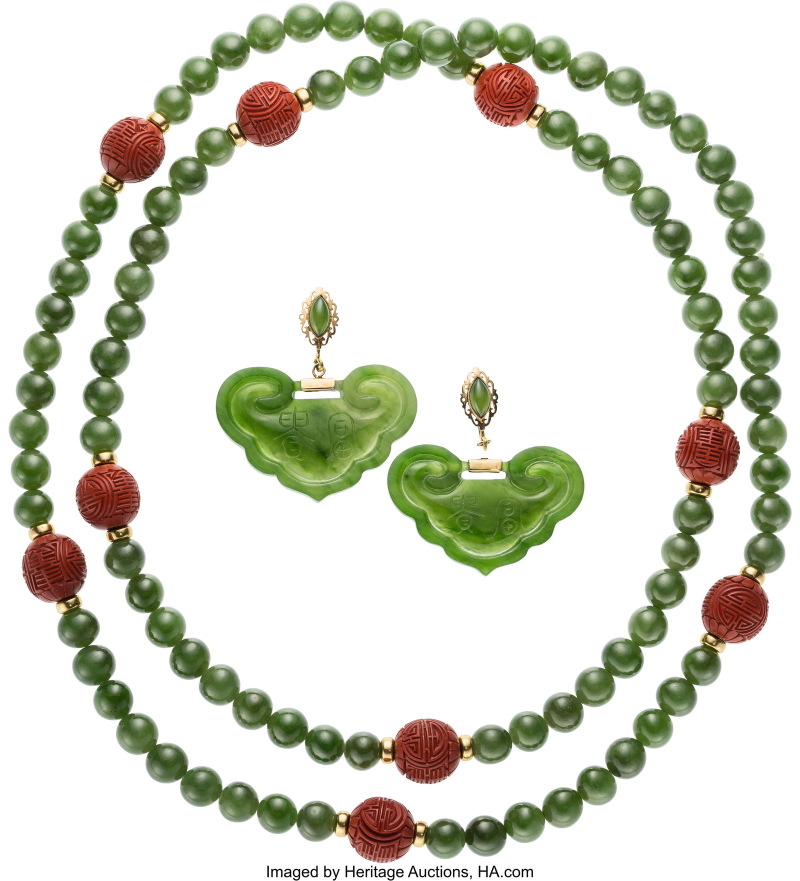 Nephrite Jade, Cinnabar, Gold Jewelry  Stones: B (1 of 1)