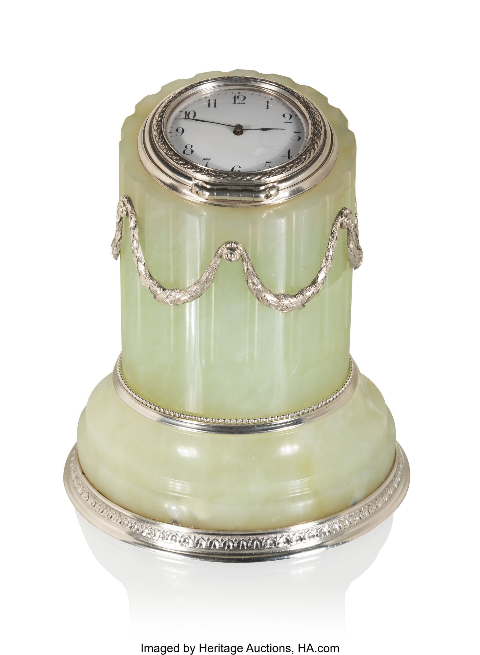 A Russian Silver-Mounted Bowenite Table Clock in (1 of 7)