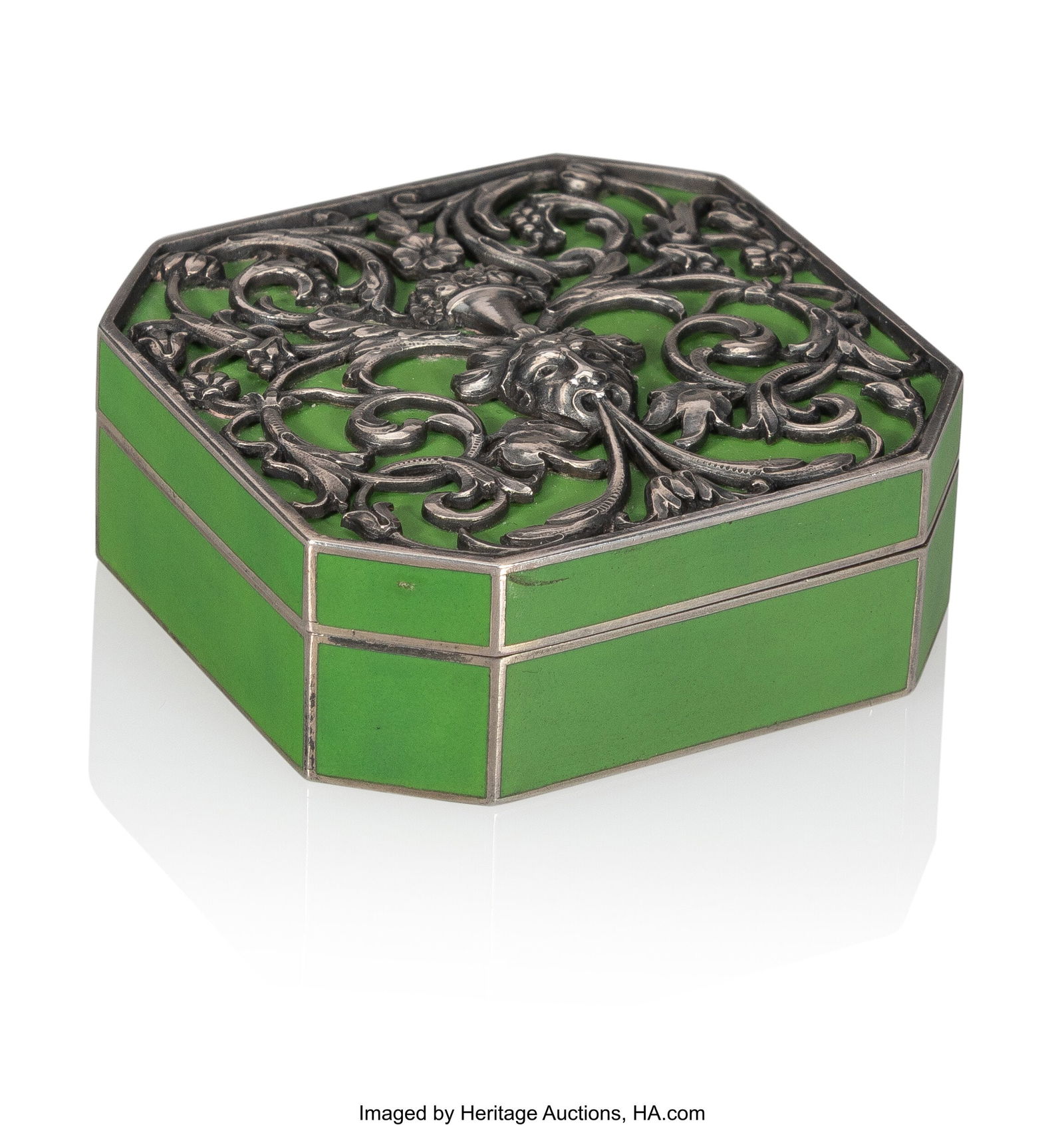 A Russian Neo-Renaissance Matte Green Enamel Sil (1 of 6)