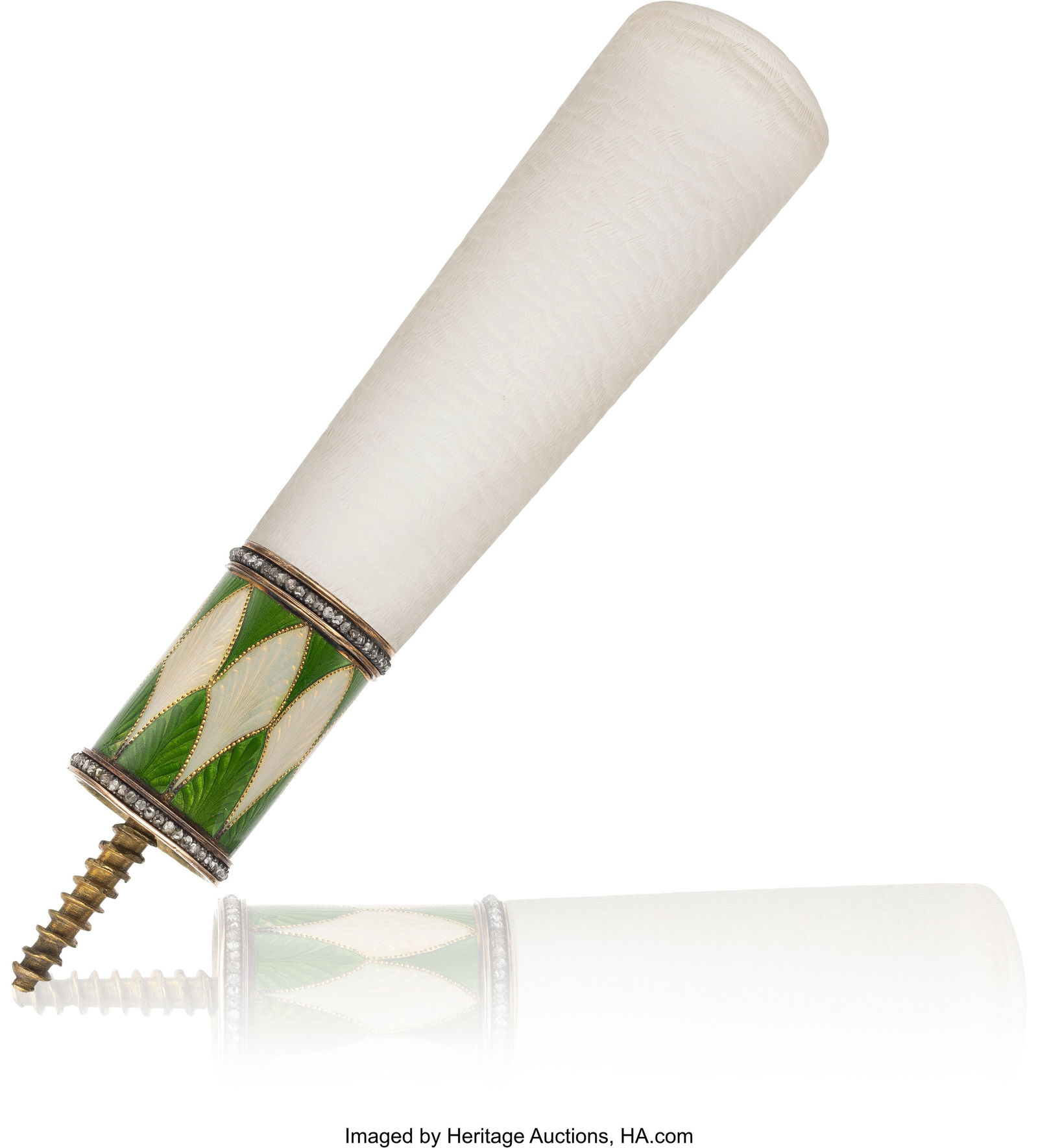 A Fabergé Rose Diamond-Set and Guilloché Ename (1 of 4)