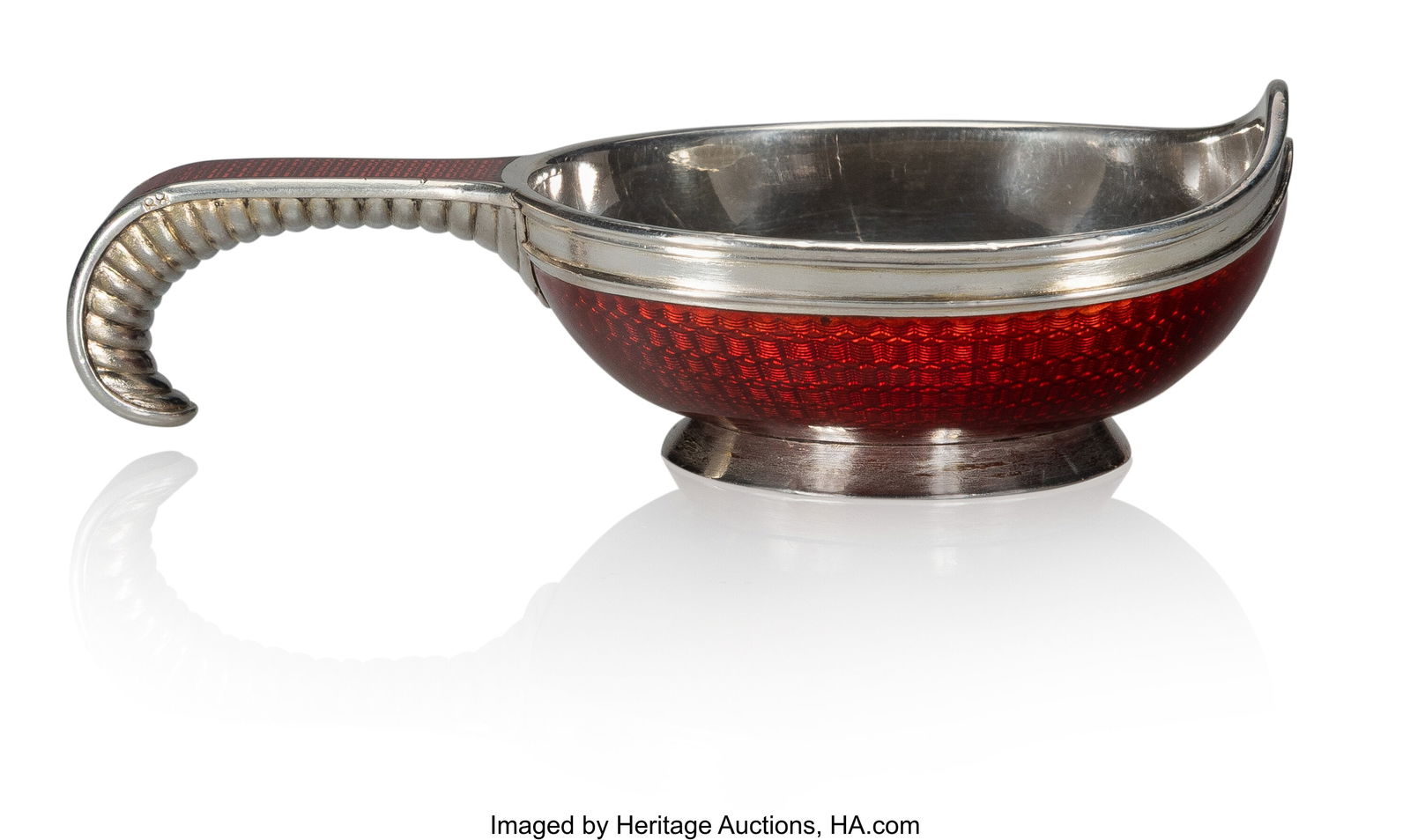 A Fabergé Strawberry Red Guilloché Enameled Si (1 of 5)