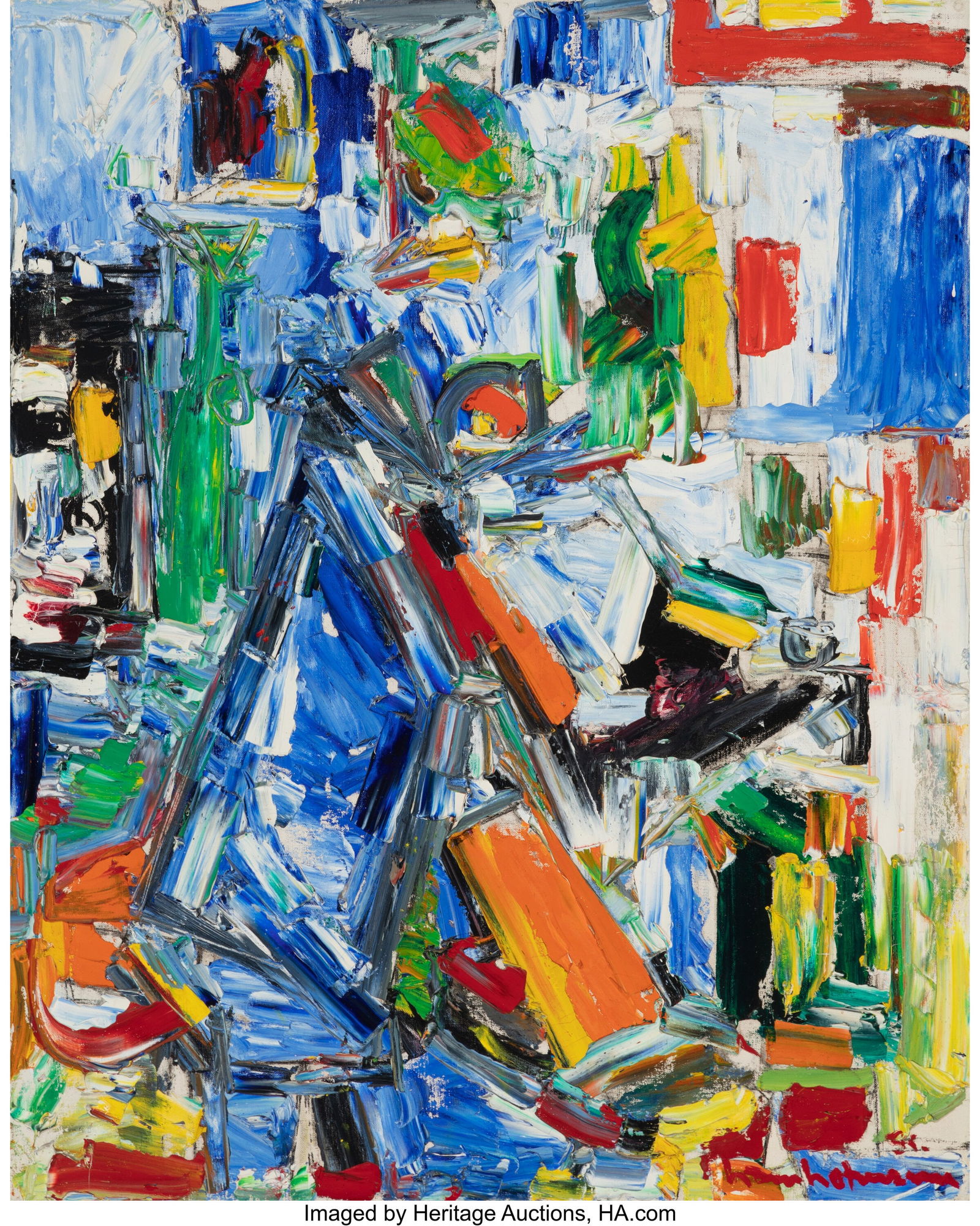 Hans Hofmann (1880-1966) Blue in Blue, 1954 Oil: Hans Hofmann (1880-1966) Blue in Blue, 1954 Oil on canvas 50 x 40 inches (127 x 101.6 cm) Signed and dated lower right: hans hofmann '54 Signed, titled&com