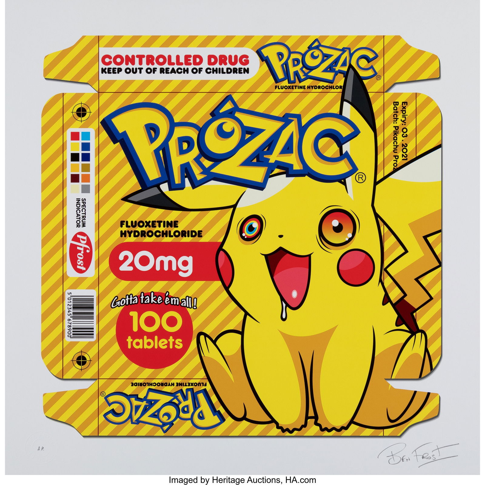 Ben Frost (b. 1975) Gotta Take 'Em All, 2020 Gic: Ben Frost (b. 1975) Gotta Take 'Em All, 2020 Giclée print in colors on Photo Rag paper 19-3/4 x 19-3/4 inches (50.2 x 50.2 cm) (sheet