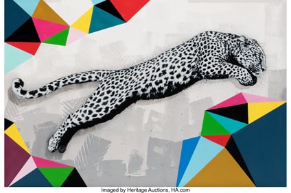 42332: Hama Woods (b. 1981) Leopard Leap, 2020 Acrylic
