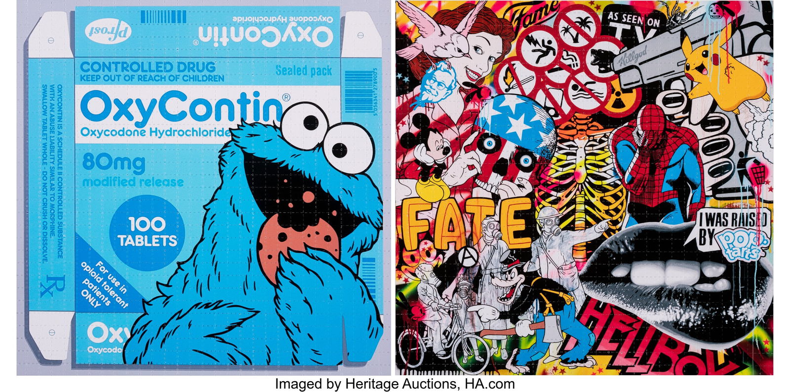 Ben Frost (b. 1975) OxyCookie; Know Your Product: Ben Frost (b. 1975) OxyCookie; Know Your Product (two works), 2020 Giclée prints in colors on perforated paper 7-1/2 x 7-1/2 inches (19&period