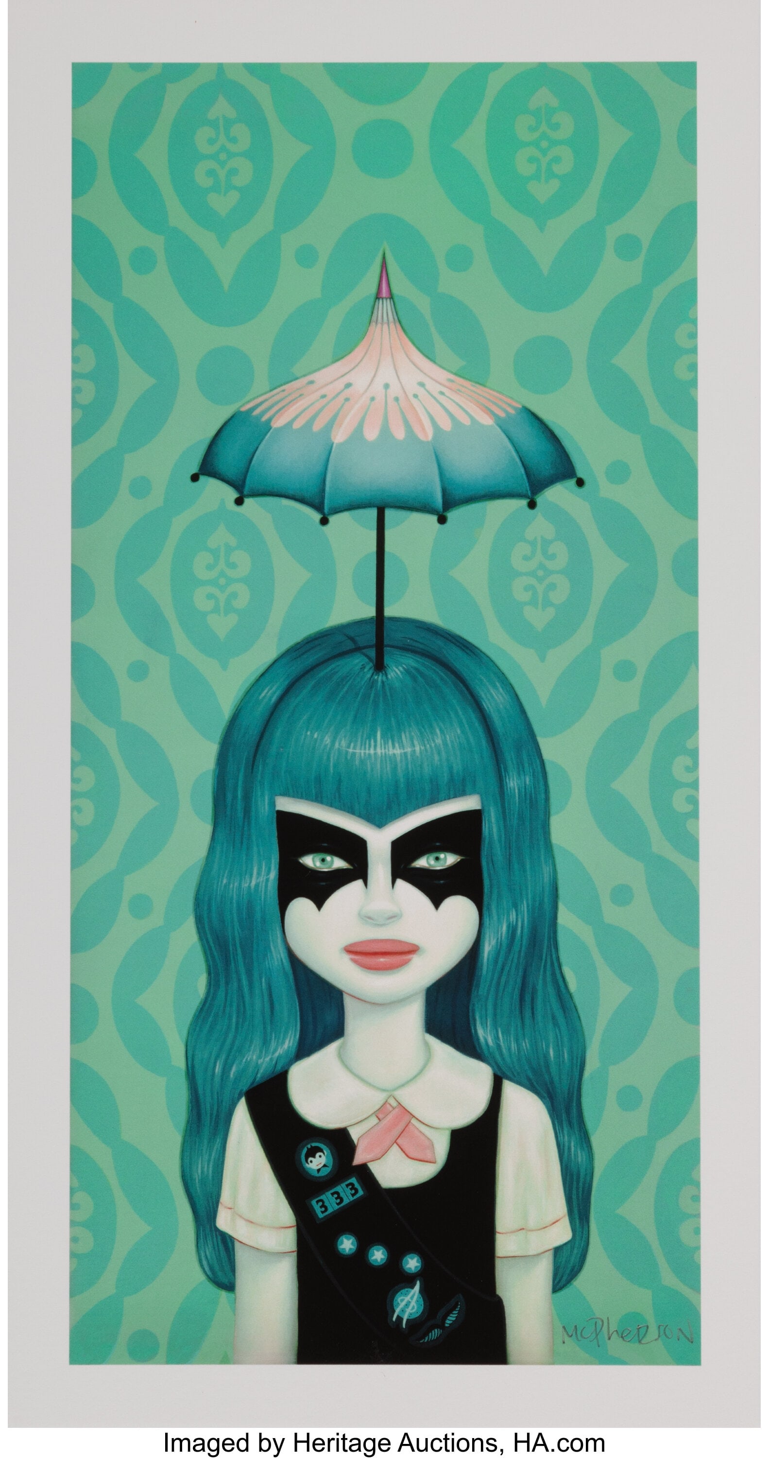 Tara McPherson (b. 1976) Somewhere Under The Rai: Tara McPherson (b. 1976) Somewhere Under The Rainbow (Second Edition) (Teal), 2023 Giclée print in colors on wove paper 11 x 6 inches (27.