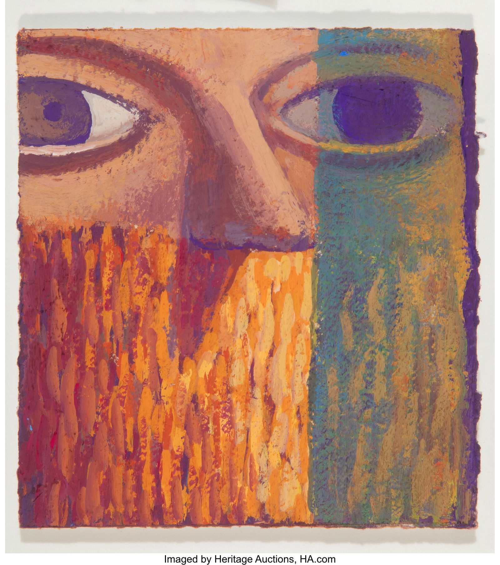 Nat Meade (b. 1975) Face Shadow, 2020 Oil on car: Nat Meade (b. 1975) Face Shadow, 2020 Oil on cardboard 6 x 5-1/2 inches (15.2 x 14.0 cm) (sheet) Signed, titled, and dated on t