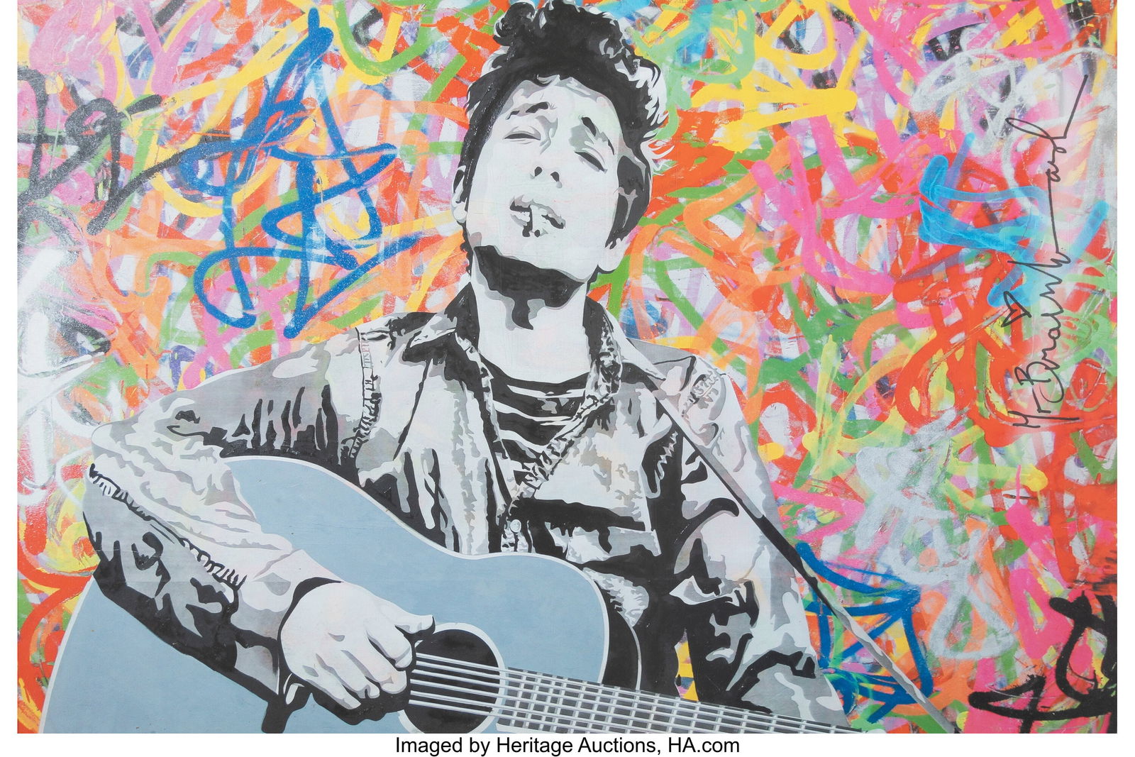 Mr. Brainwash (b. 1966) Bob Dylan Screenprint in: Mr. Brainwash (b. 1966) Bob Dylan Screenprint in colors on wove paper 24 x 36 inches (61.0 x 91.4 cm) (sheet) Signed in ink along right edge H