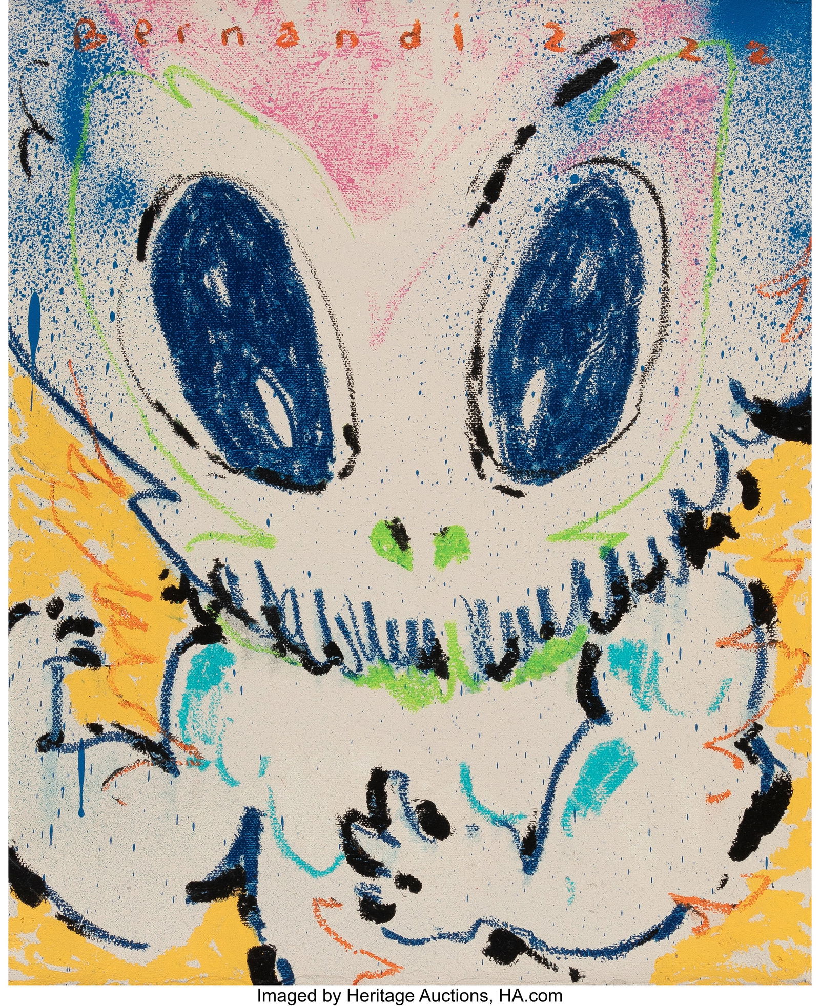 Bernandi Desanda (b. 1996) The Stranger, 2022 Ac: Bernandi Desanda (b. 1996) The Stranger, 2022 Acrylic and spray paint on canvas 25-1/2 x 23 inches (64.8 x 58.4 cm) Signed and titled on the reverse&