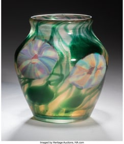79002&colon; Tiffany Studios  Morning Glory Paperweight Vase&comma;