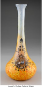79196&colon; Legras & Cie Swan Vase&comma; circa 1920 Enameled glas