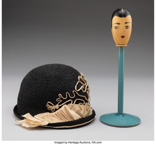 79191&colon; French Cloche Hat with Wood Stand&comma; circa 1925 12